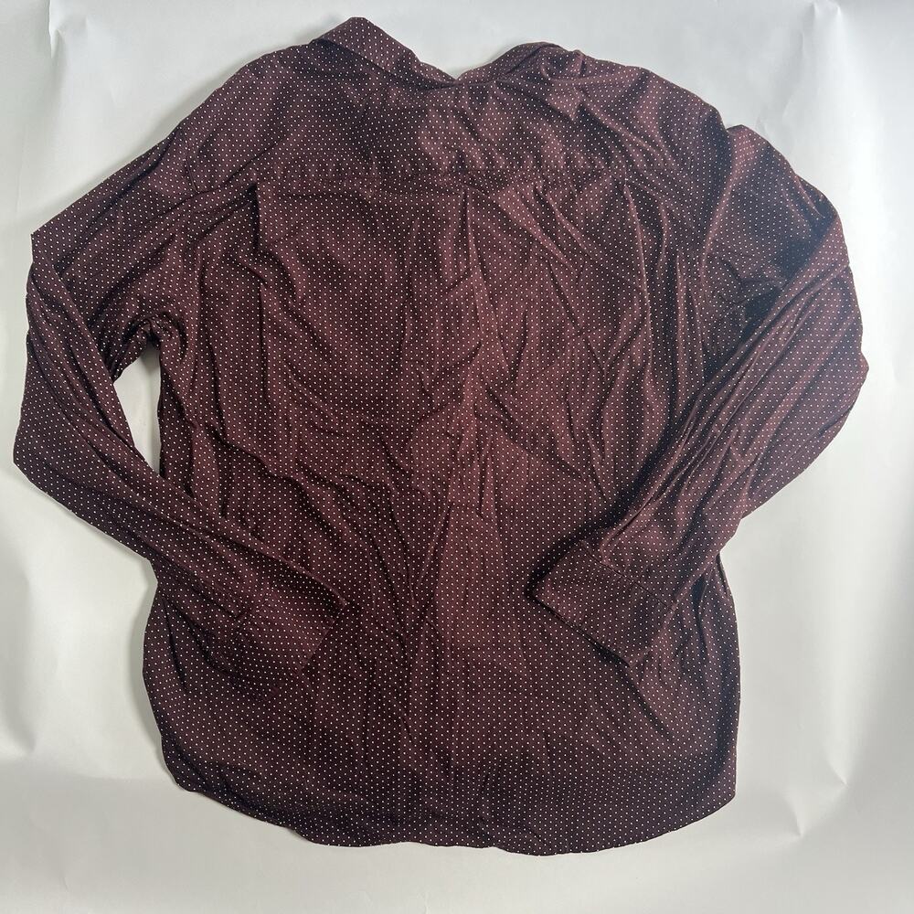 Old Navy Everyday Shirt Men's Regular Fit Burgundy Polka Dot Button-Up XL Long … - Picture 4 of 7